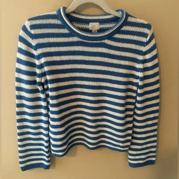 Cotton Shrunken Crewneck Pullover
Sweater - A New Day™ Blue/White Striped
XS - Picture 3 of 6